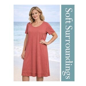 SOFT SURROUNDINGS Camille Soft T-Shirt Dress in Dusty Cedar Size XL NWOT $89